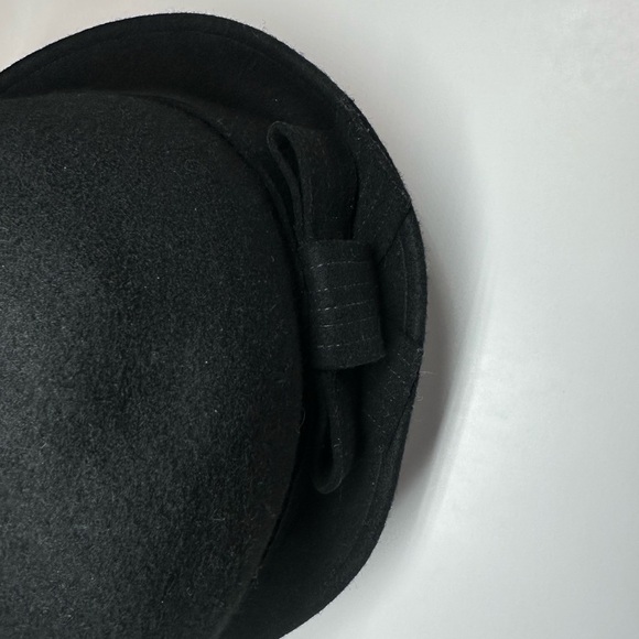 Gap Black Wool Fedora Hat Women’s Size M/L Bow Classic Steampunk Chic Timeless - Picture 4 of 8